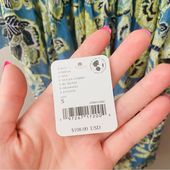 Free People Kauai Getaway Printed Tunic Blue/Green Sz Small - Picture 7 of 11